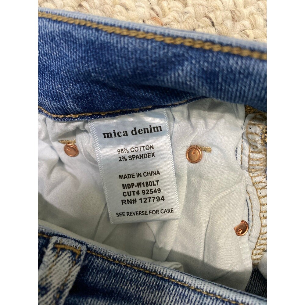 MICA High-Rise Wide Straight Leg Cropped Distressed Stretch Raw Hem Jeans Sz 28 - Picture 7 of 7